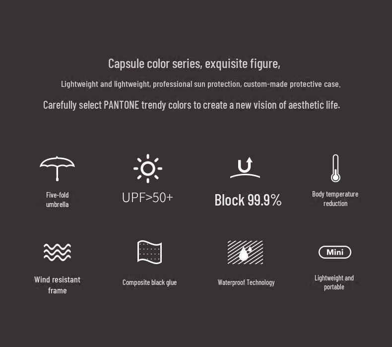 Kompaktní mini slunečník s dvojím použitím: UV ochrana a přenosná sluneční clona