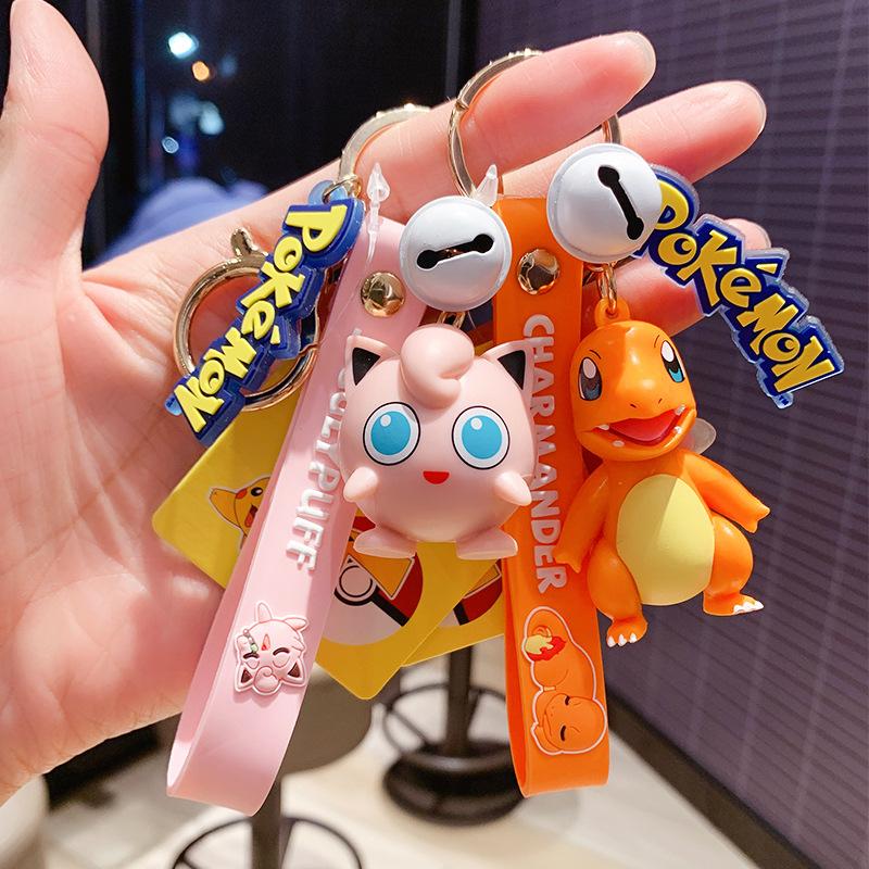 Non-Toxic Pokmon Pikachu Keychain Bag Pendant Cute Cartoon Doll Squirtle Duck Exquisite Car Keychain Ring Gift