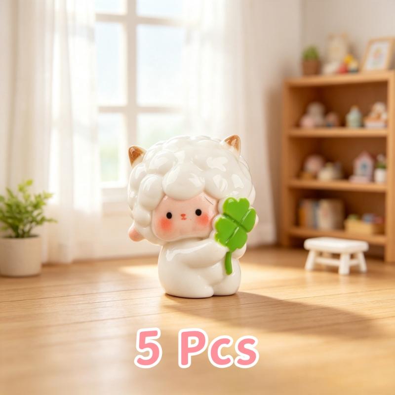 Miniature Fairy Garden Sheep Lamb Accessories 5/6Pcs Cute Ornaments for DIY Micro Landscape Home Yard Decor
