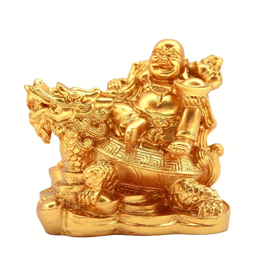 Resin God Of Wealth Laughing Buddha Statue, Modern Art Sculpture,Feng Shui Dragon Turtle Decoration Figurines Statue