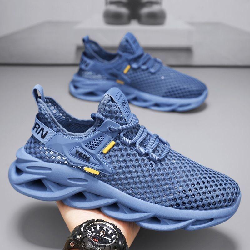 Summer Men's Shoes New Breathable Hollow Mesh Shoes Men's Sports Shoes Trendy Versatile Thick-soled Casual Fly-woven Shoes Men