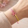 Soft Woven Rope Jewelry 2 Pcs Breast Cancer Awareness Bracelets, Adjustable Braided String Stackable Wrist Accessories Bracelets with Ribbon