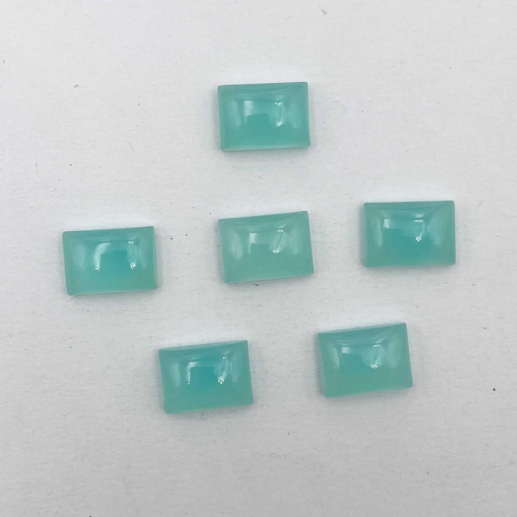 Natural Aqua Chalcedony Rectangle Cabochon Loose Gemstone 6 Pcs 10*14 MM 50 CT For Jewelry Making