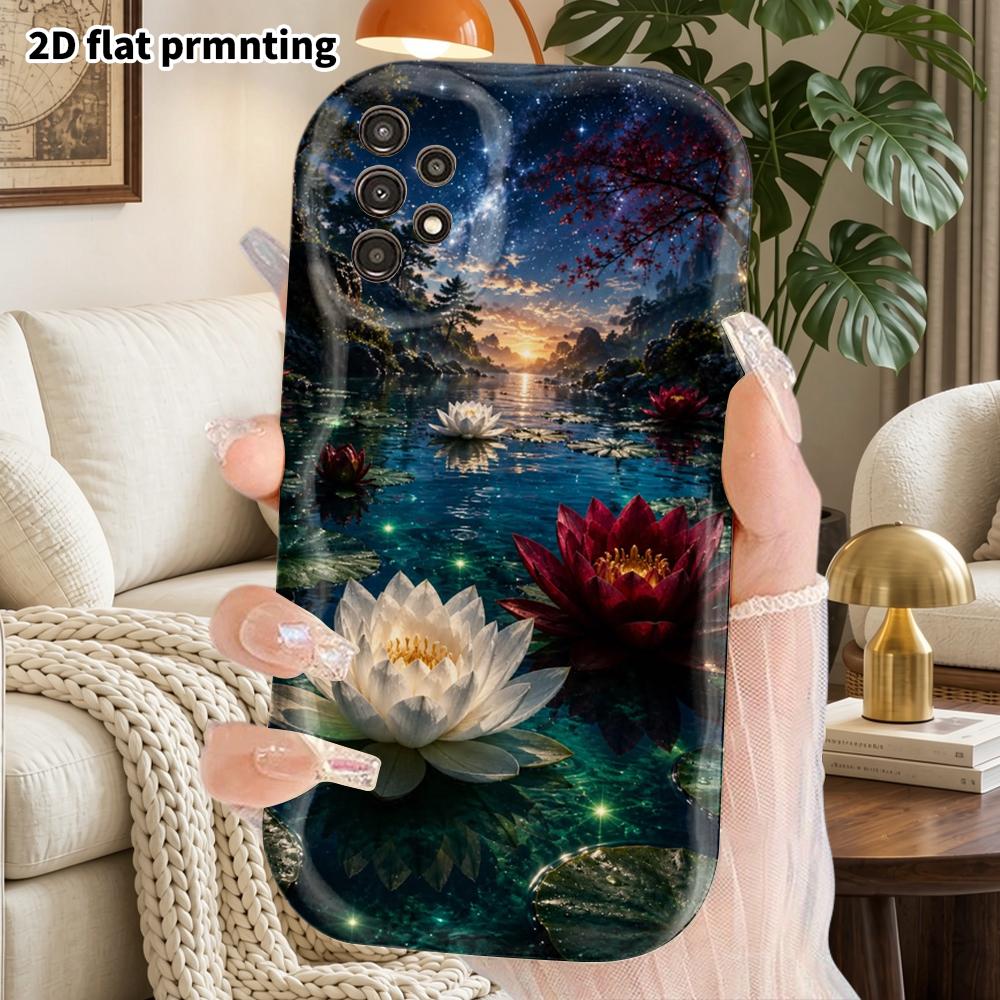 Phone Case: 2D Flat Samsung Galaxy A34 A35 M05 M06 S20 S22 S21 FE Plus 5G Protective Case, Couples Style, Water Lily Secret Garden, Christmas and Hall