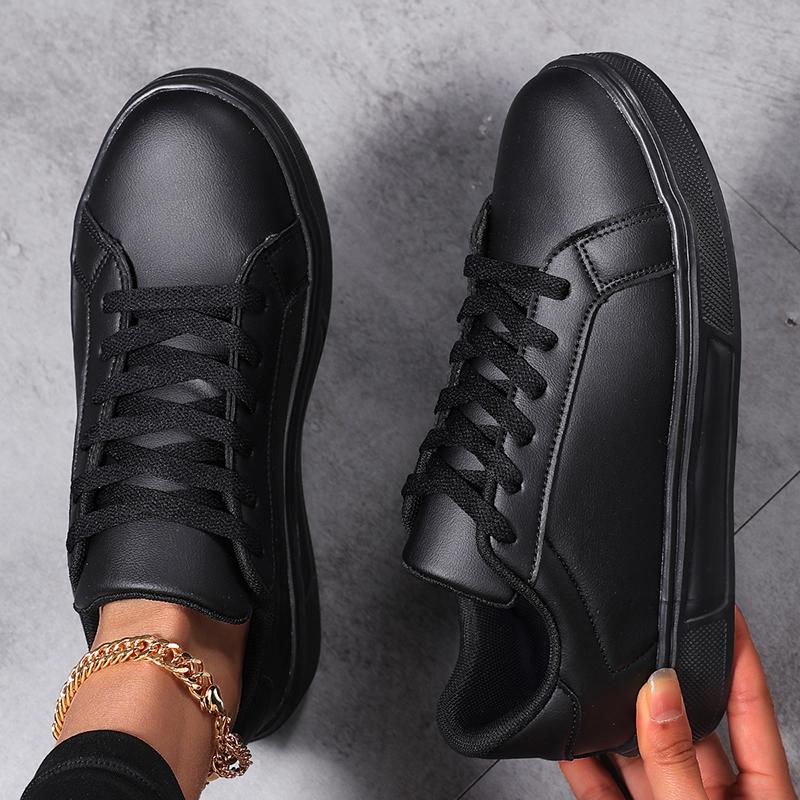 Business Casual Men'S Shoes Soft Women Shoes Comfortable Casual Pu Leather Shoes For Men Autumn Solid White Men Sneakers