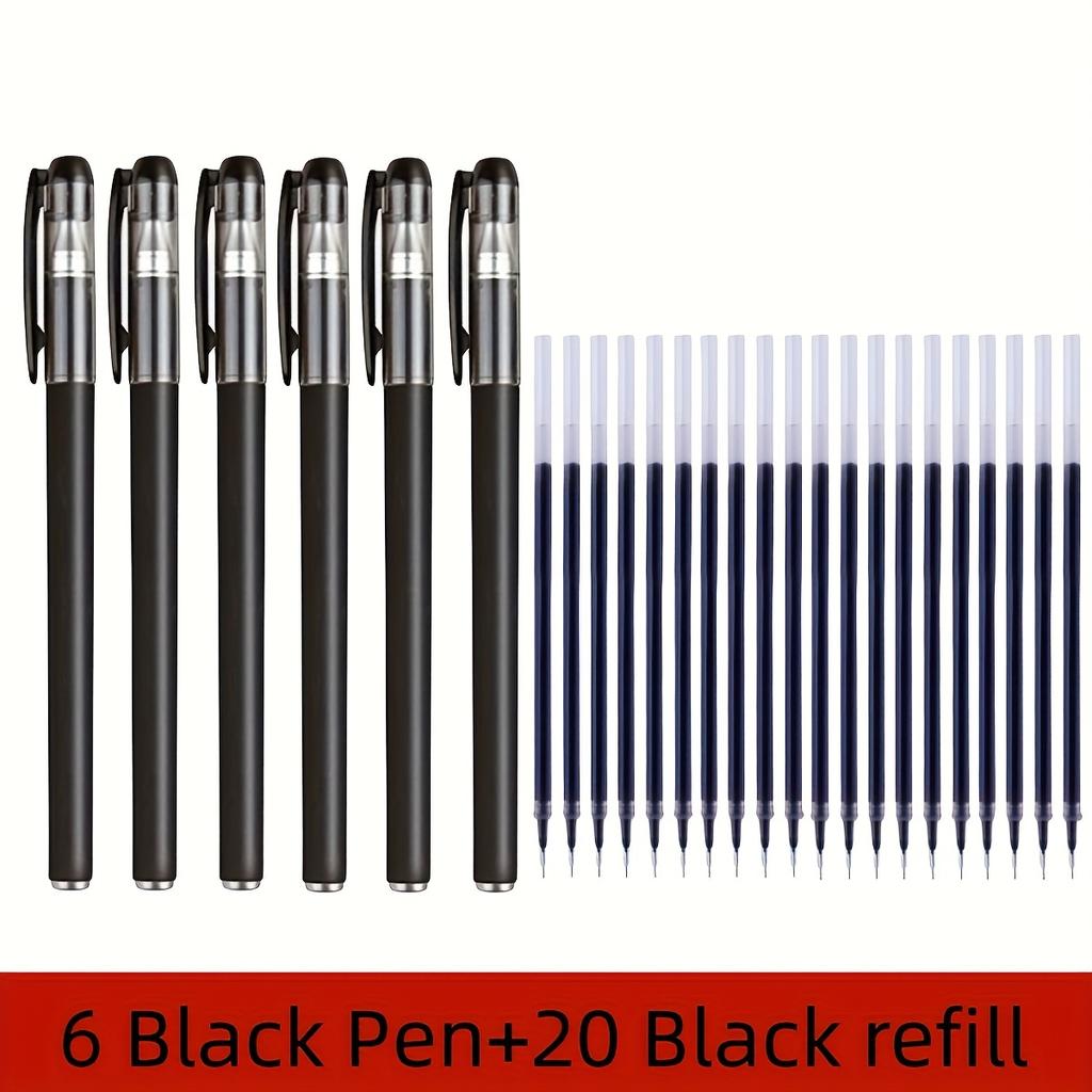26pcs Gel Pen Set - 0.5mm Fine Point, Assorted Colors (Black/Blue/Red), Ideal for School & Office Supplies
