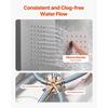 VEVOR Shower Panel Tower System with Rainfall Waterfall Shower Head, LED, 53 In Brushed Stainless Steel Shower Column, 5-Function Faucet