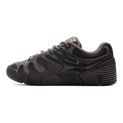 Li Ning Tian Jiao Comfortable Fashion Slip Resistant Shock Absorbing Low Top Skate Shoes Unisex Skate Shoes Black Gray AEPV003-2