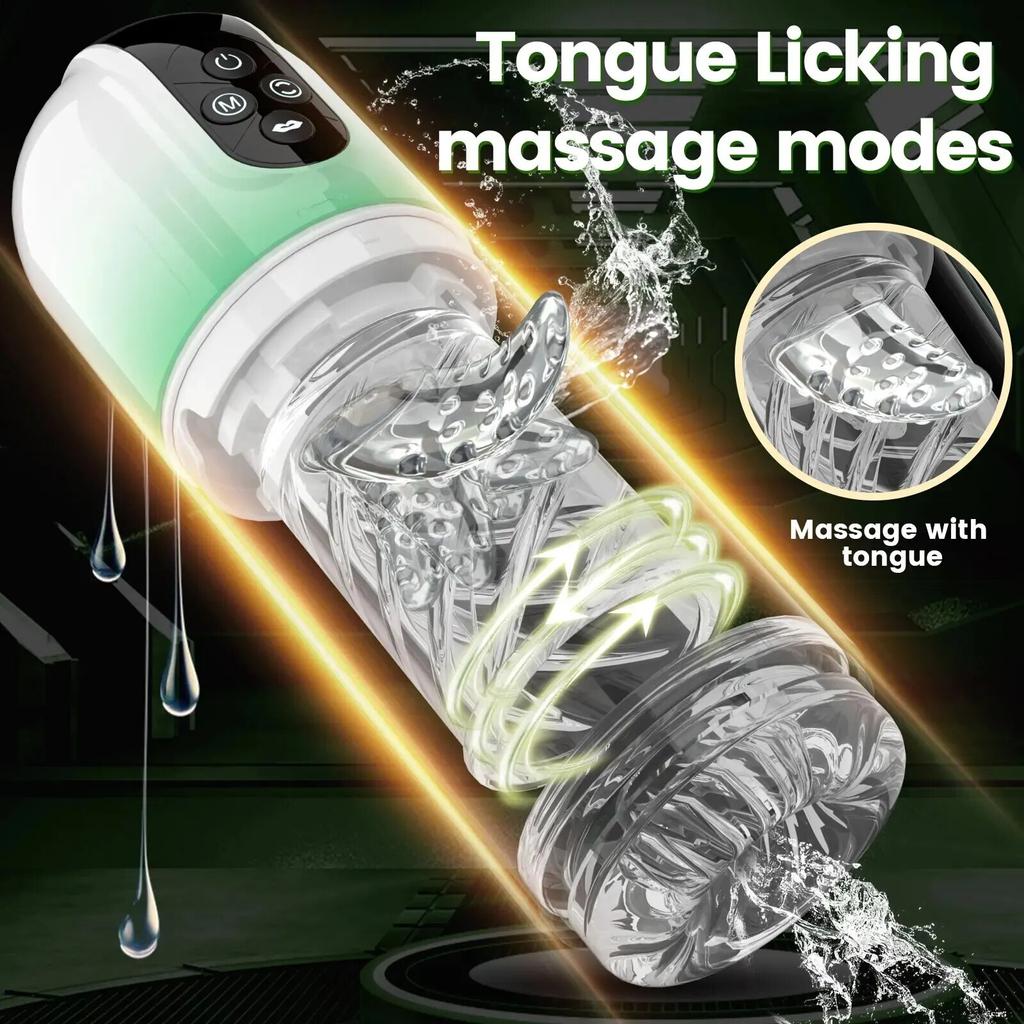 Automatic Male Masturbator Penis Pump Adult Toys Sex Toys with 3 Pump & 7 Rotating & 7 Licking & 7 Sucking Male Masturbators