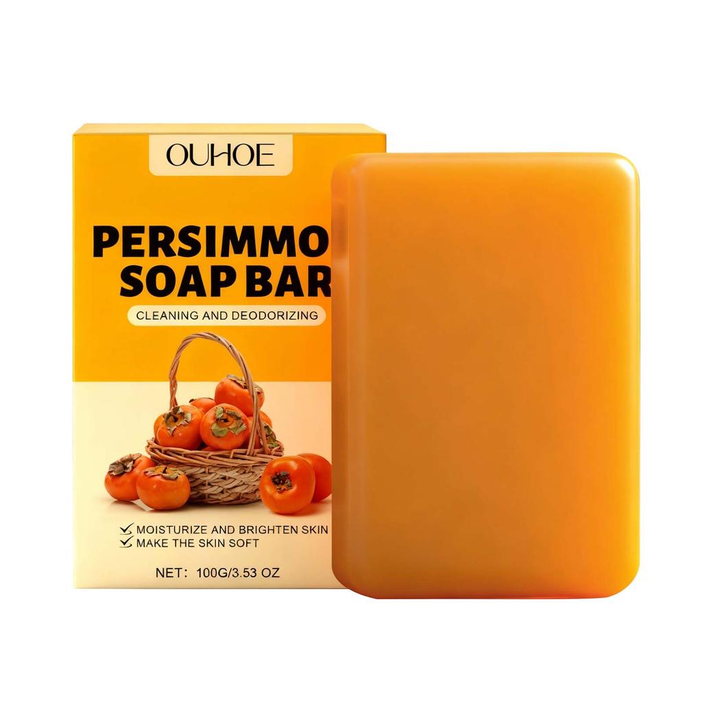 OUHOE Persimmon Essence Fresh Bath Soap Gentle Cleansing Nourishing Moisturizing Fragrance Daily Care Bath Soap 100g