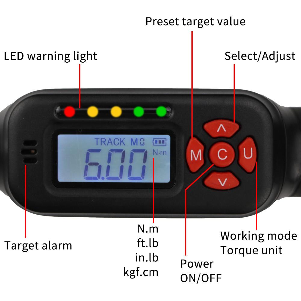 1/4" 3/8" Professional Adjustable Bike Car Repair Torque Wrench Mini Digital Display Torque Wrench Hand Tools