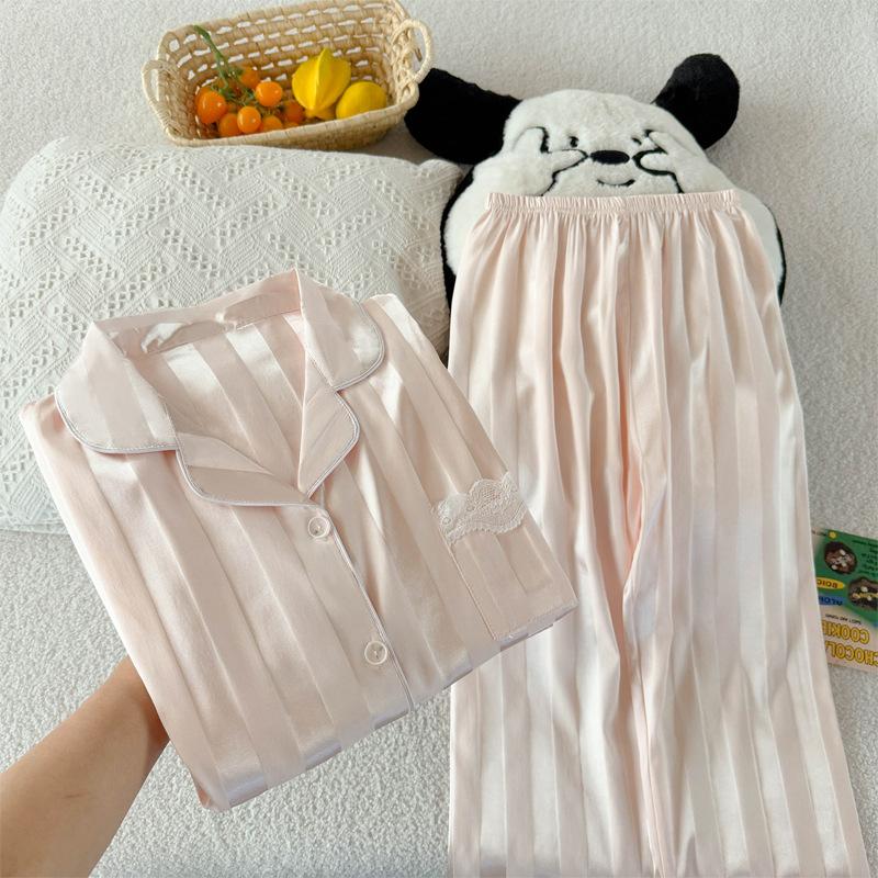 Pajamas Women'S Spring And Summer Flowers High-End Light Luxury Short-Sleeved Trousers Loungewear Suit Can Be Worn Outside