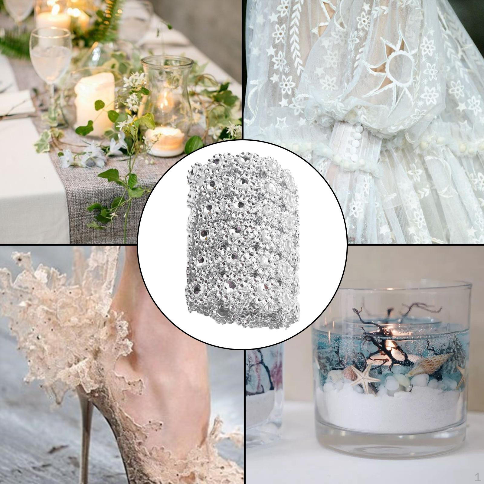 

10 Yard Crystal Diamond Rhinestone Ribbon Mesh Wrap Tape for Party Supplies Sliver