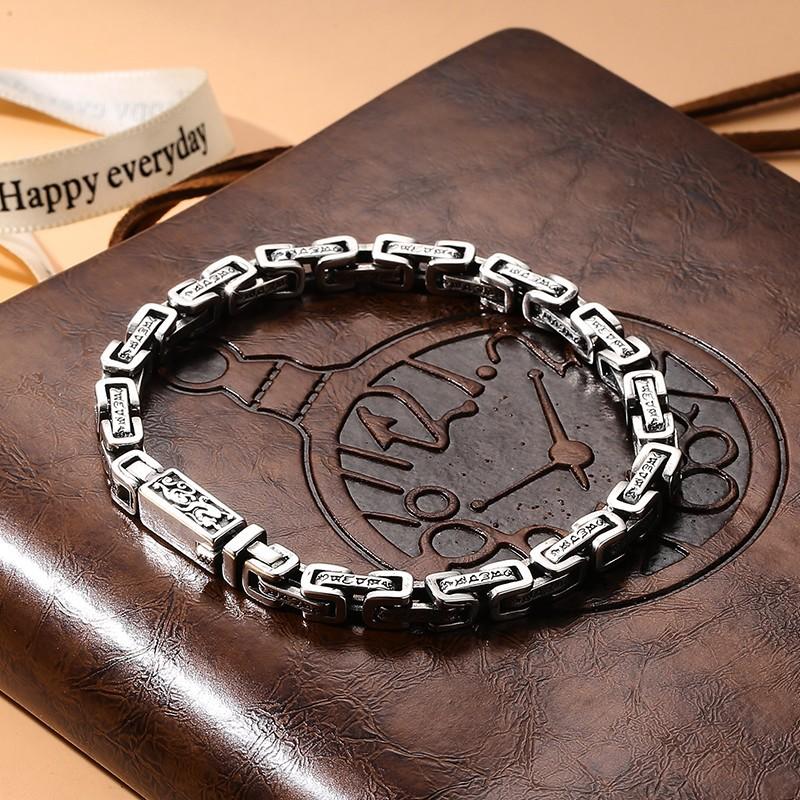 2026 Silver Six-character Mantra Bracelet Men's Pixiu Men's Bracelet Old Thai Silver Jewelry Versatile Hand Jewelry