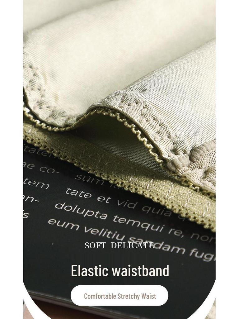 2024 Autumn/Winter Women's High-Waist Silky Satin Hip-Lifting Breathable Cotton Panties with Antibacterial Crotch