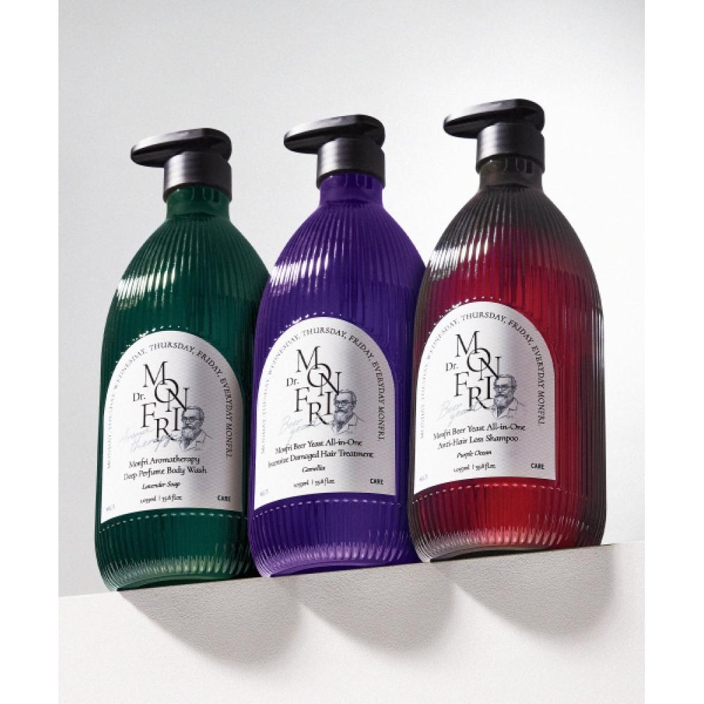 

Monfri [shower Set] Beer Yeast Hair Loss Relief Shampoo+protein Treatment+aroma Body Wash 1059ml Purple Ocean+Camelia+Lavender Soap 1 pack