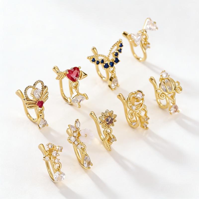 Trendy U-Shaped Copper Zircon Nose Ring - No Piercing Required