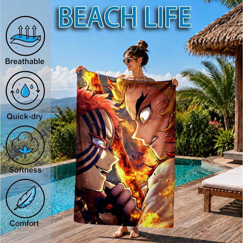 Anime Samurai Warrior's Journey Beach Towel, Microfiber Beach Towel, Perfect For Pool, Beach, Travel, Home Decor Beach Party Fan Gifts