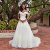 Vestido de novia africano nuevo blanco hombro viaje nupcial ligero boda bola vestido de noche
