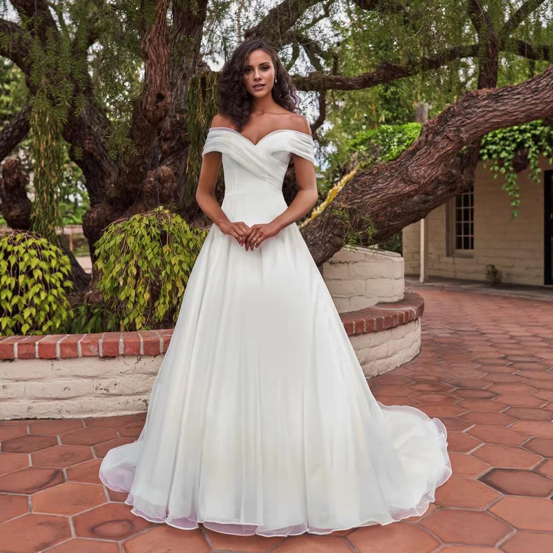 African new wedding dress white shoulder