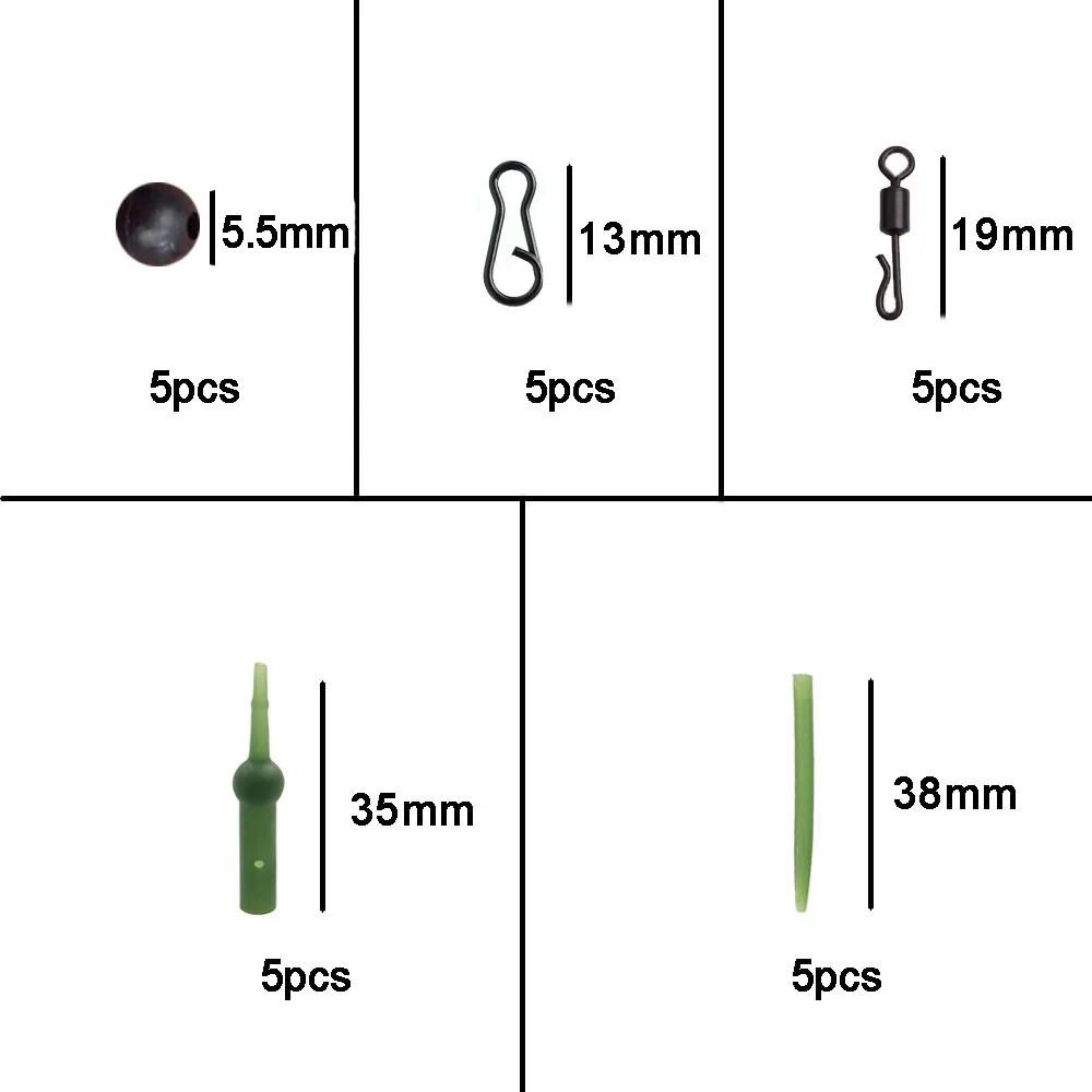 25Pcs Carp Fishing Accessories Kit Included Quick Change Swivels Anti Tangle Sleeves Chod Rig Buffer Tapered Tail Helicopter