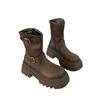 Yueyu black British style thick-soled wear-resistant heightening Martin boots women's 2025 new autumn thin versatile short boots