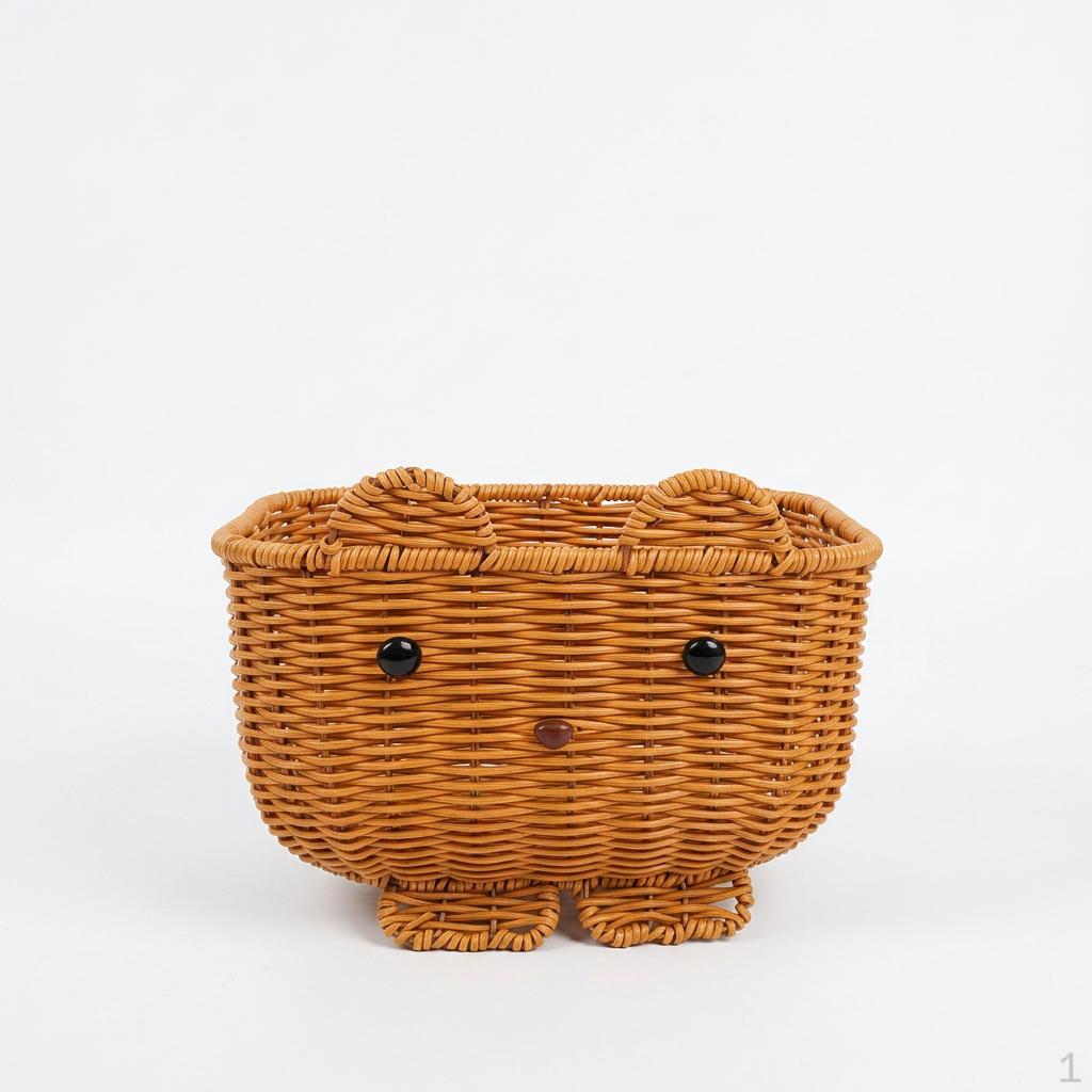 Handwoven RattanStyle Cartoon Bear Storage Basket for Snacks and Toys