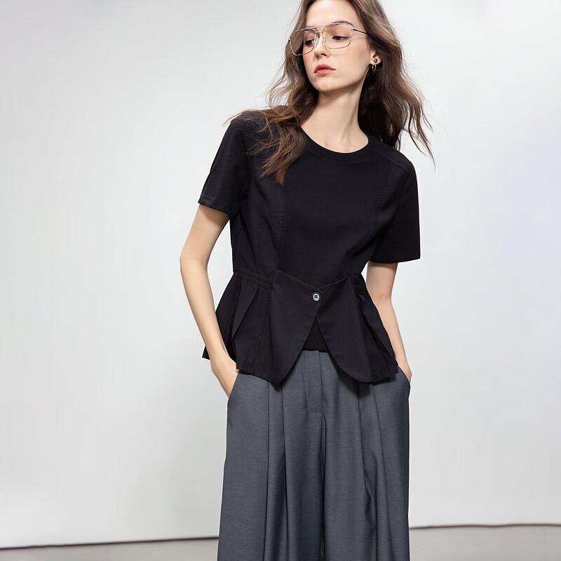 Women s Elegant Ruffle Patchwork Short Sleeve Top XL