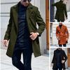Abrigo de Lana de Talla Grande para Hombre, Chaqueta Casual Mediana y Larga de Doble Botonadura