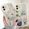 INS Cute Toro Inoue Cat Phone Case For iPhone 16 ProMax 15 14 13 12 17 Pro Max 11 Mini Plus Leather Silicone Cover
