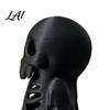 Retro Style Bone Texture Crafts 3D Printed Cthulhu Skull Statue Gothic Hollow Skeleton Decor Matte Black Desktop Storage for Paper Clips Horror