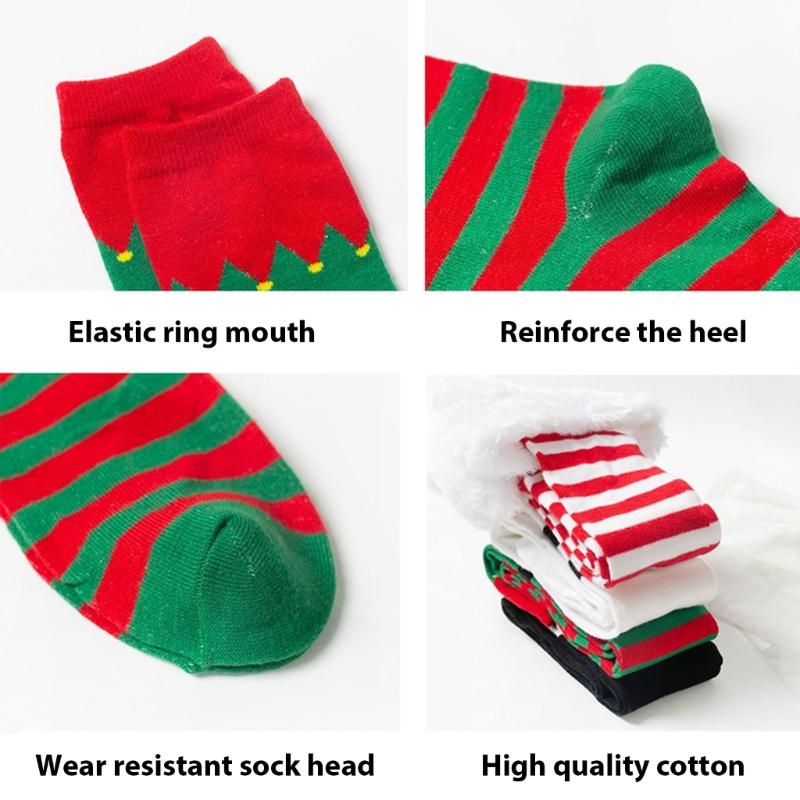Festival Weihnachtselfen Stiefel Gestreifte Oberschenkelhohe Strümpfe für Damen Feiertags-Cosplay-Kostüm Über das Knie Lange Socken