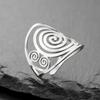 Dawapara Swirl Geometric Adjustable Ring Spiral Goddess Symbol Stainless Steel Wedding Band Anniversary Day Gift