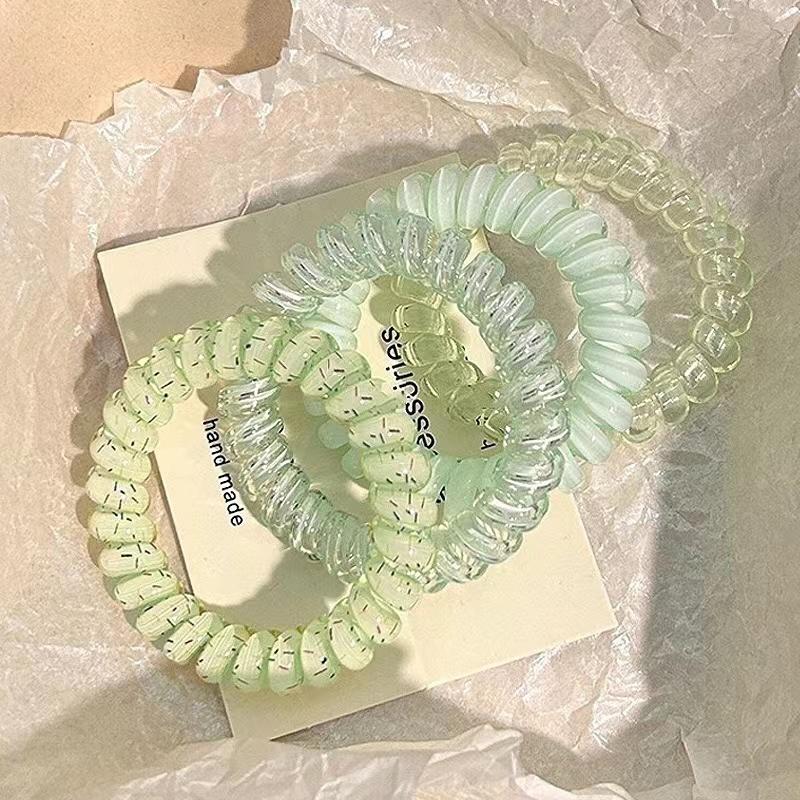 Set Spiral Hair Ties Purple Blue Color Telephone Cord Scrunchies Elastic Hair Band Sweet Cute Women Hair Accessories