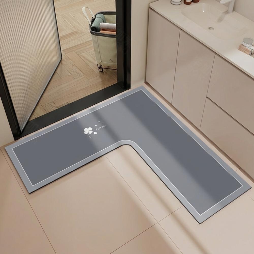 L-Shaped Bathroom Mat Anti-slip Kitchen Corner Carpet Luxury Kitchen Rug  For Home Corner