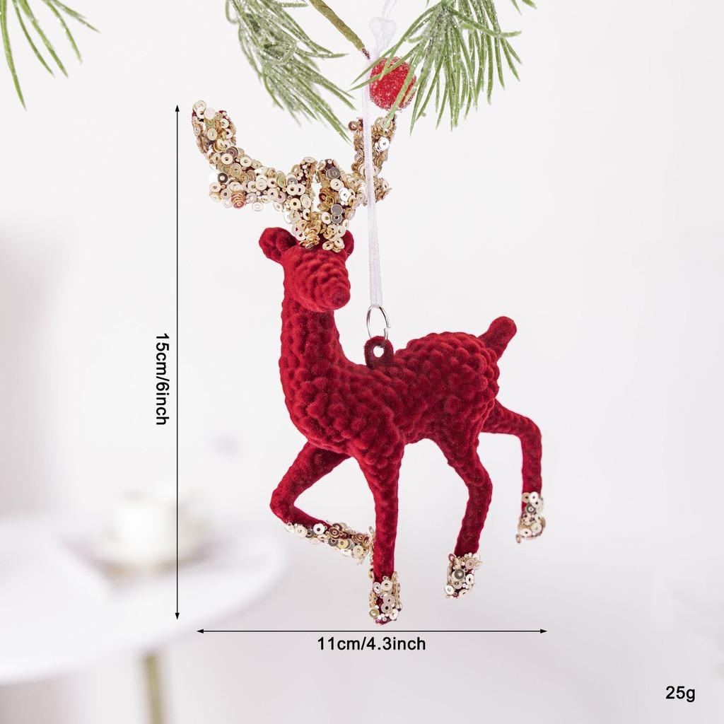 Flocked Candy Cane Decorative Flocked Christmas Ornament Holiday Hanging Decoration Christmas Themed Christmas Tree Decoration