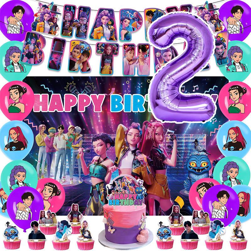 Set Tacâmuri de Petrecere de Unică Folosință Kpop De Hunter Tragere de Steag Petrecere de Ziua de Naștere Coreean Kpop Petrecere Anime Celebrare Consumabile Picnic Deco