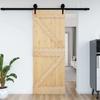 Solid Pine Wood Sliding Door - VidaXL - 85x210 Cm - Space-Saving - Rustic