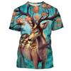 Hirsch 3D-Druck T-Shirt Lustige Tierjagd Grafik Kurzarm Rundhals T-Shirt Herren Outdoor Trend Persönlichkeit Tees