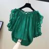 Summer Fashion Lotus Leaf Short-sleeved Chiffon Shirt with Western Style All-match Thin Casual Women's Sweet Top