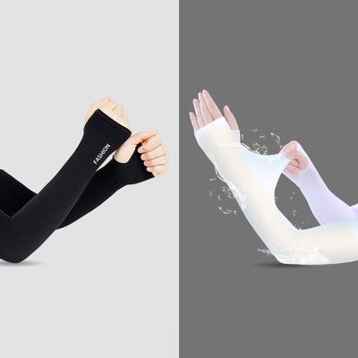 1 Pair Ice Silk Sun  Protection  Sleeves Outdoor Fingerless Sun-shading Anti-uv Sleeves