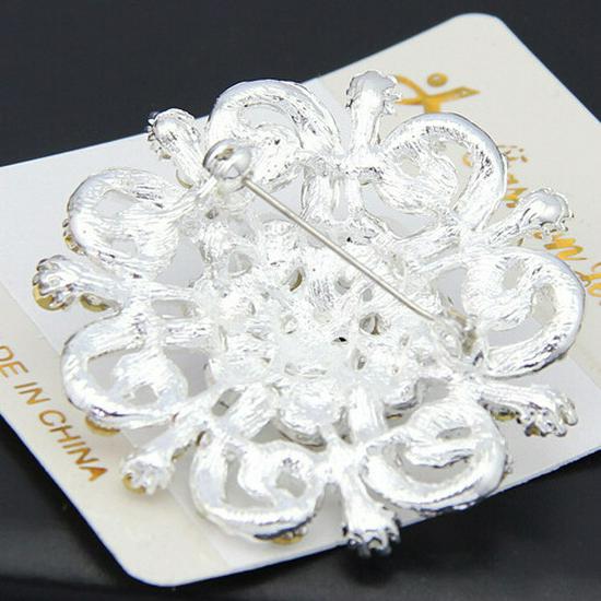 Women's Fashion Rhinestone Flower Brooch Lapel Pin B865