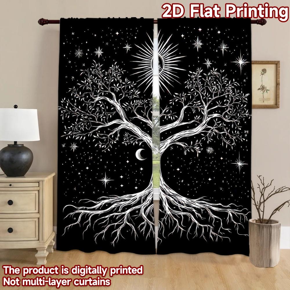 2D flat Photography Backdrop Scene Backdrop Celestial Tree and Stars 100% Polyester Birthday Party Use for Suitable for home