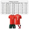 Kids Soccer Jersey Portugal Ronaldo No.7 Red Breathable Quick-Dry Training Match Shirt