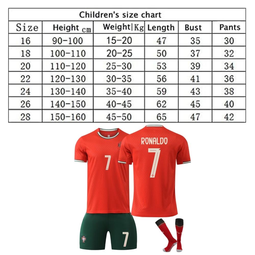 Kids Soccer Jersey Portugal Ronaldo No.7 Red Breathable Quick-Dry Training Match Shirt