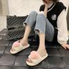 Women's Summer Casual Shoes 2026 Fashion Love Hairy Home Slippers Net Red Thick Bottom Open Toe One Word Female Slippers