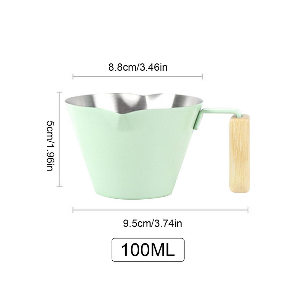 Coffee Measuring Cup 100ml Double Spout Brewing Mug With Scale Stainless Coffee Pour Cup With Handle For Cafe Tea Milk Home