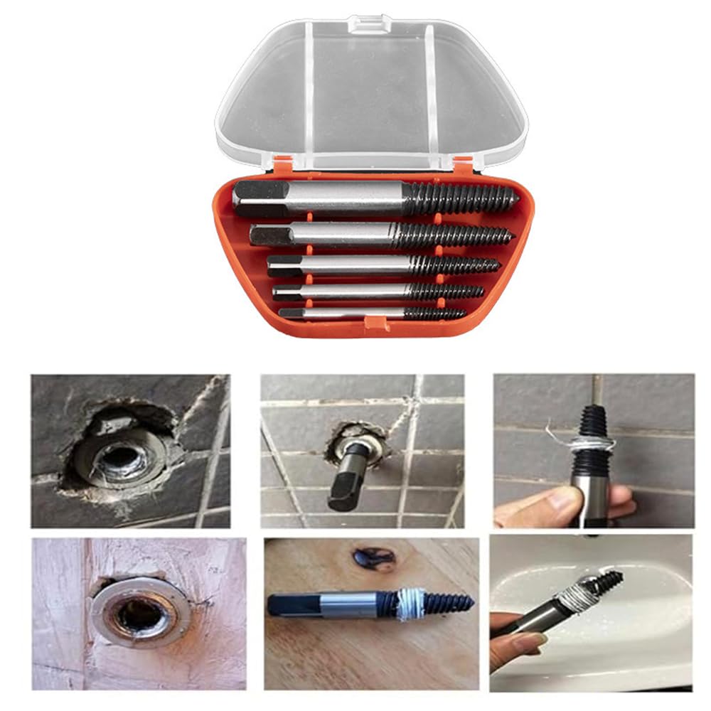 Screw Extractor, 5 Pcs, Reverse Tap for Piping, Threaded, Pipe Bolts, Broken Screw