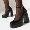 Sexy Platform High Heels Women's Pumps Shoes Round Toe Ankle Strap Black White Party Wedding Office Shoes Ladies 2025 New Spring