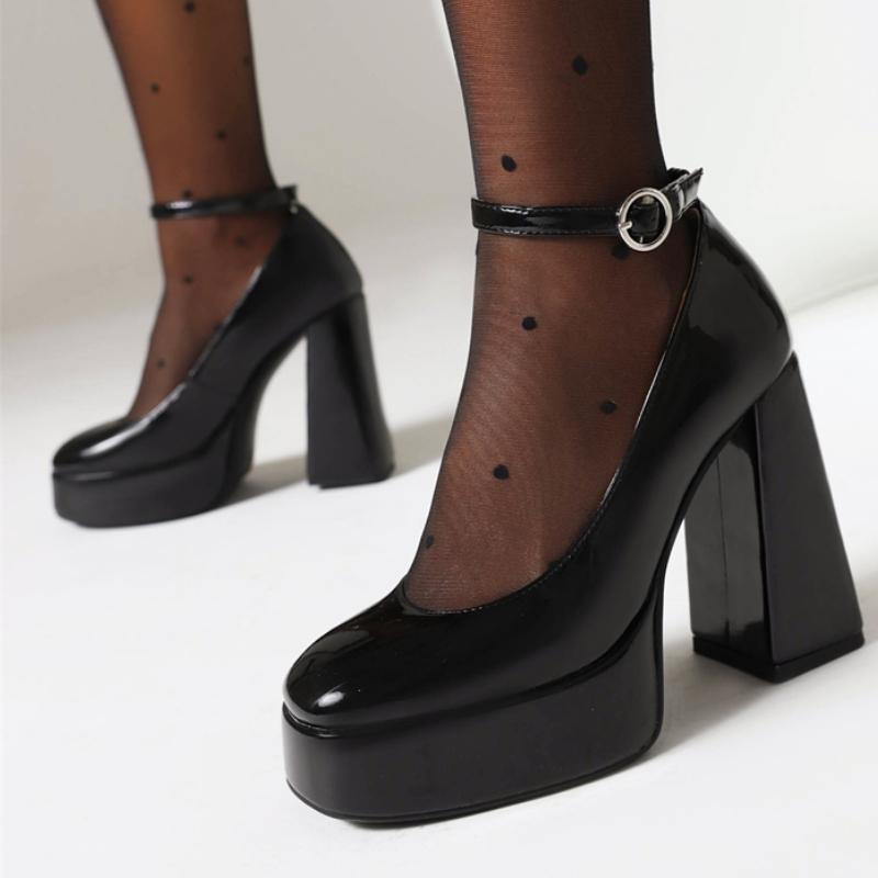 Sexy Platform High Heels Women's Pumps Shoes Round Toe Ankle Strap Black White Party Wedding Office Shoes Ladies 2025 New Spring